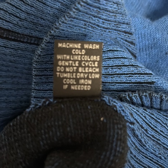 Carbon Blue/Black Acid Wash 1/4 Zip Pullover Sweater Men's 100% Cotton Size L - Picture 10 of 13